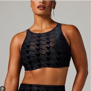 Savage X Fenty Risqué Taker‎ Houndstooth Medium-Impact Sports Bra –Black –Small